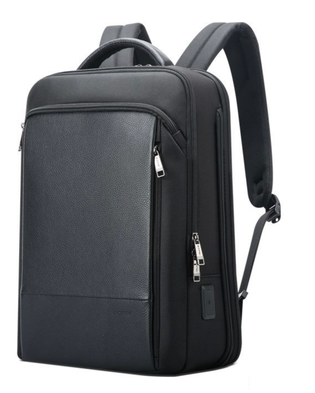 ビジネスリュック メンズ 本革調 大容量 PC収納 15.6インチ対応 通勤 出張 防水 多機能 バックパック ビジネスバッグ ブラック 【1284638】